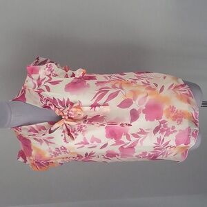 Bellambra Pink, Cream and Orange Floral Silk Blend Top